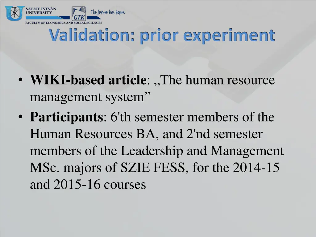 validation prior experiment