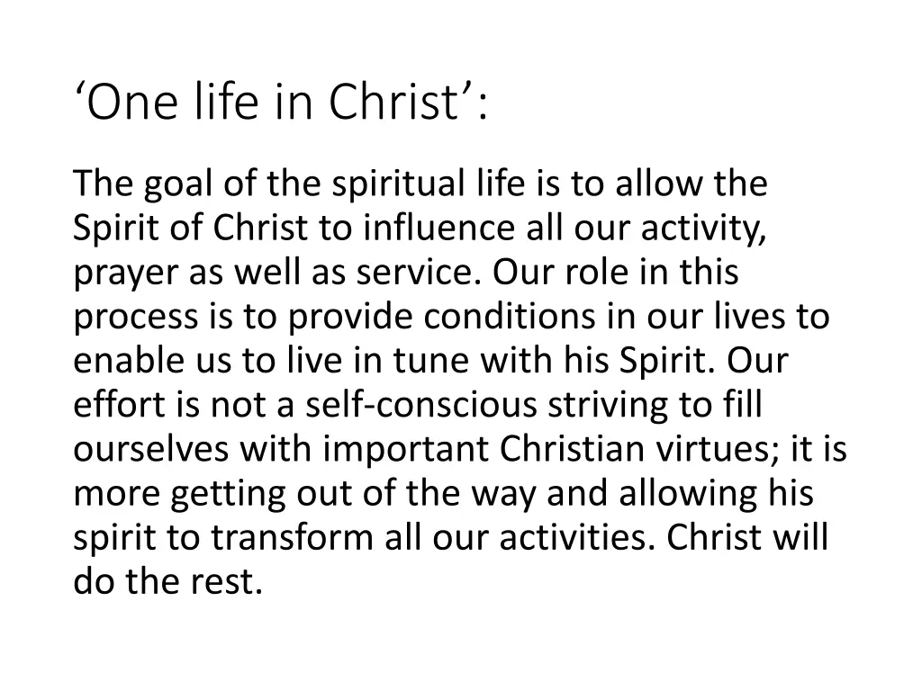 one life in christ
