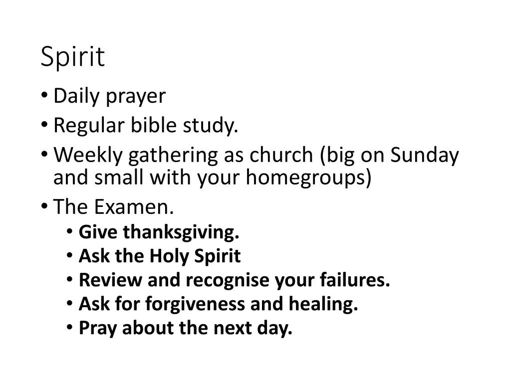 spirit daily prayer regular bible study weekly