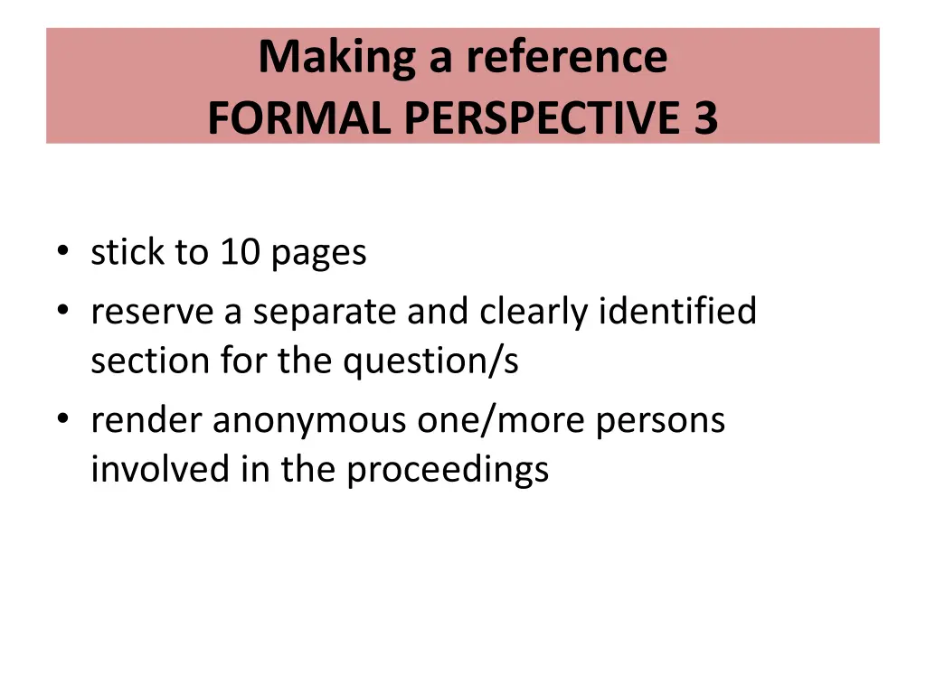 making a reference formal perspective 3