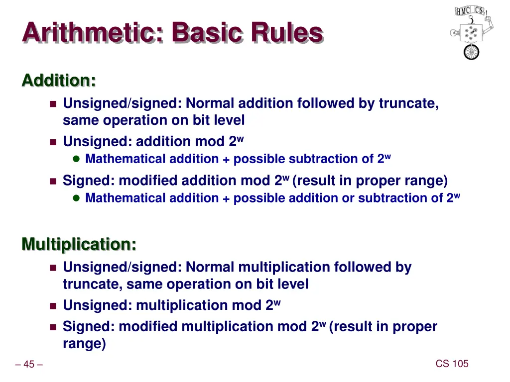 arithmetic basic rules