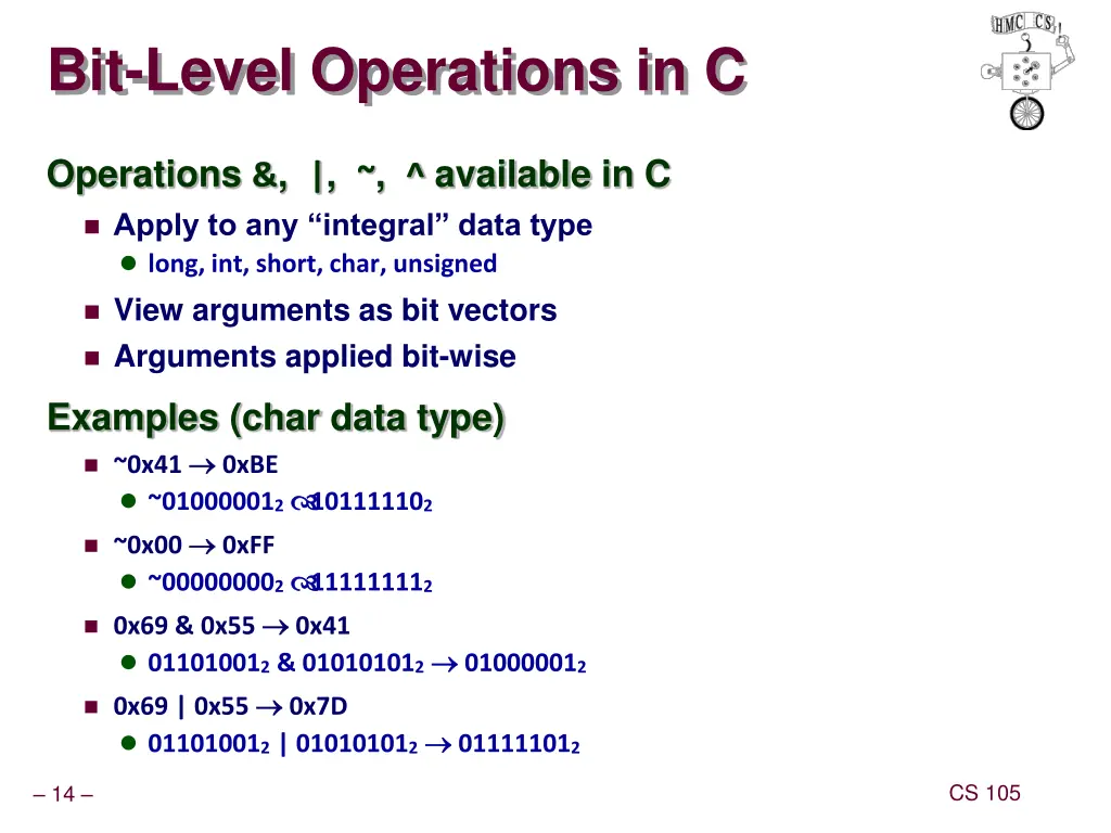 bit level operations in c