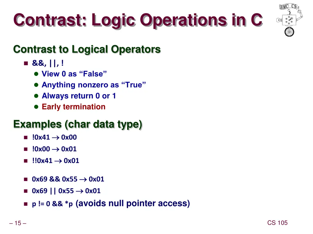 contrast logic operations in c