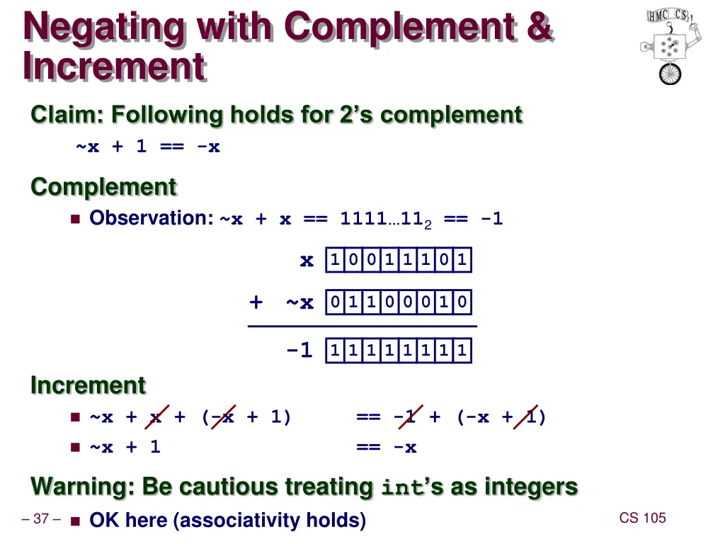 negating with complement increment