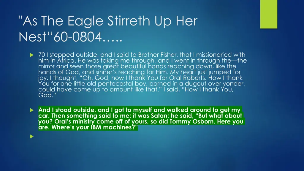 as the eagle stirreth up her nest 60 0804