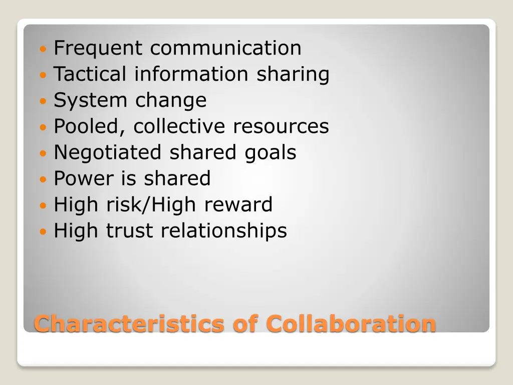 frequent communication tactical information