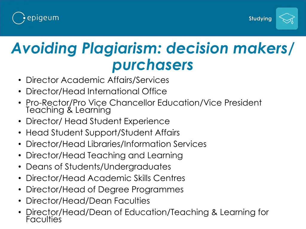 avoiding plagiarism decision makers purchasers