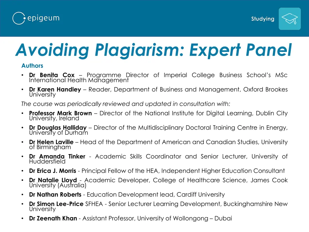 avoiding plagiarism expert panel authors