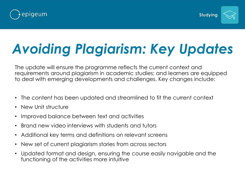 avoiding plagiarism key updates