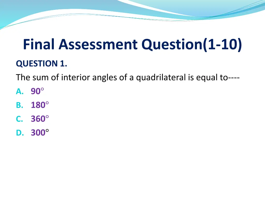 final assessment question 1 10