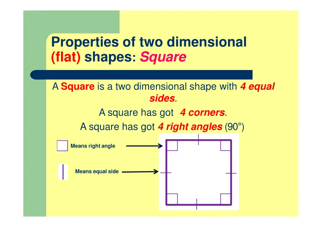 properties of two dimensional flat shapes square