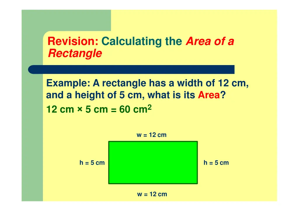 revision calculating the area of a rectangle 1