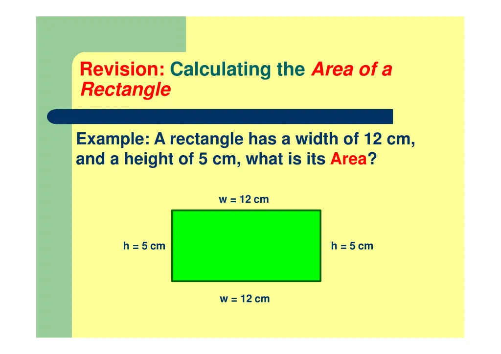revision calculating the area of a rectangle