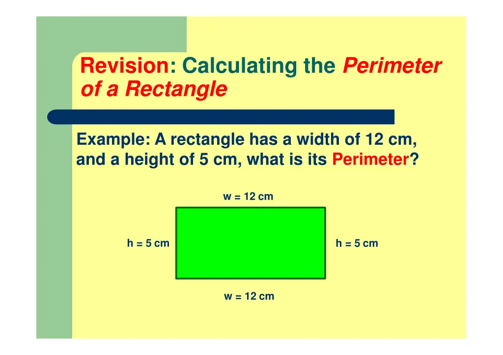 revision calculating the perimeter of a rectangle