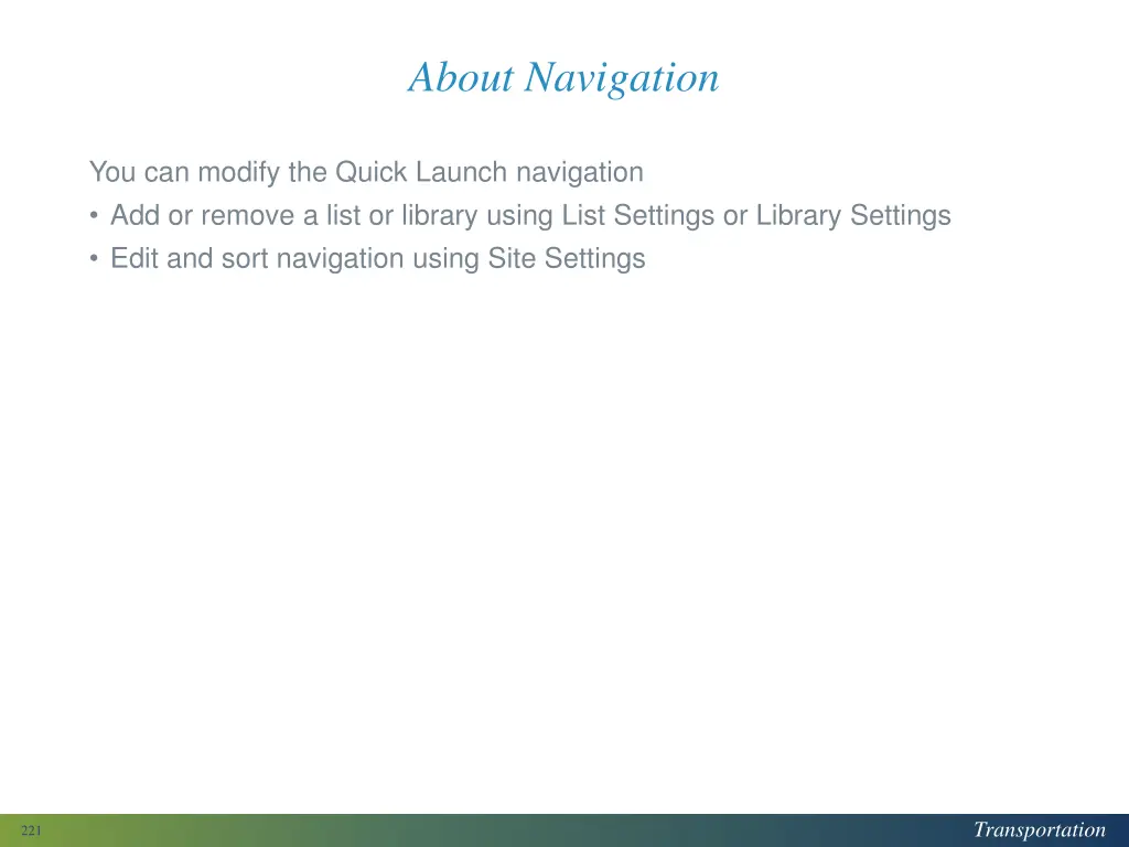 about navigation