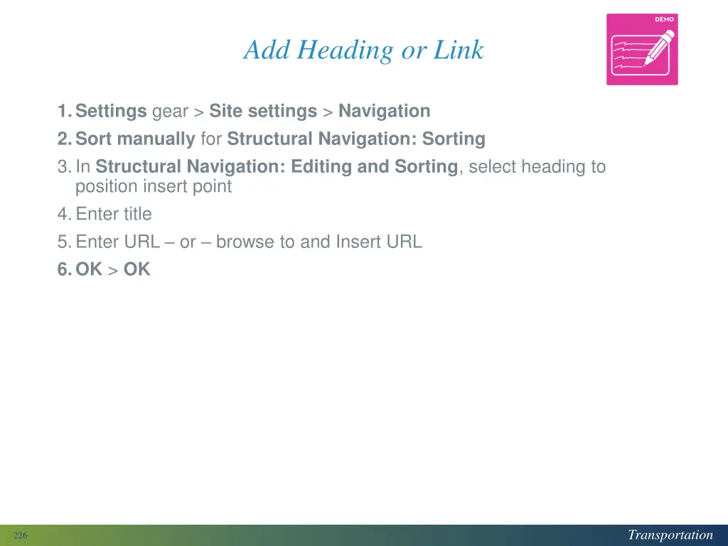 add heading or link