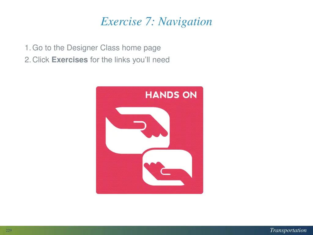 exercise 7 navigation