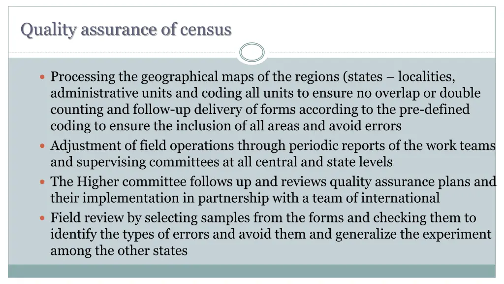 quality assurance of census 2