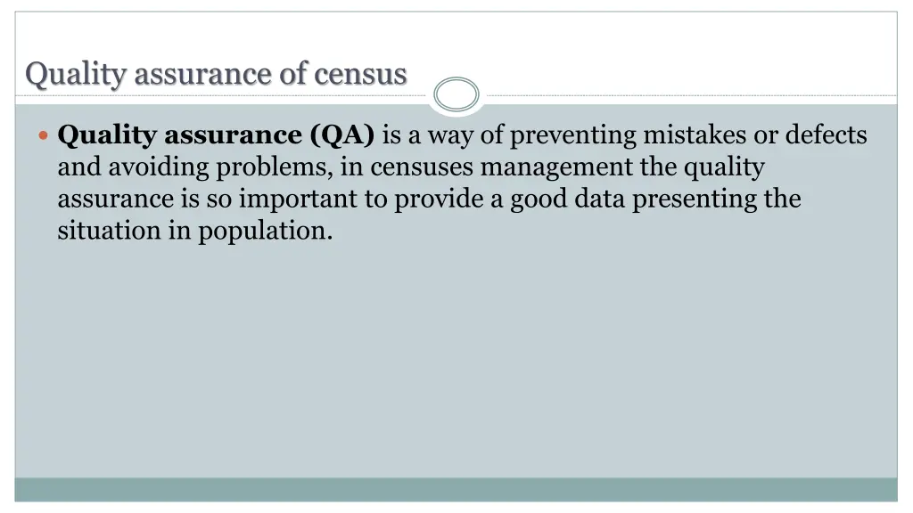 quality assurance of census