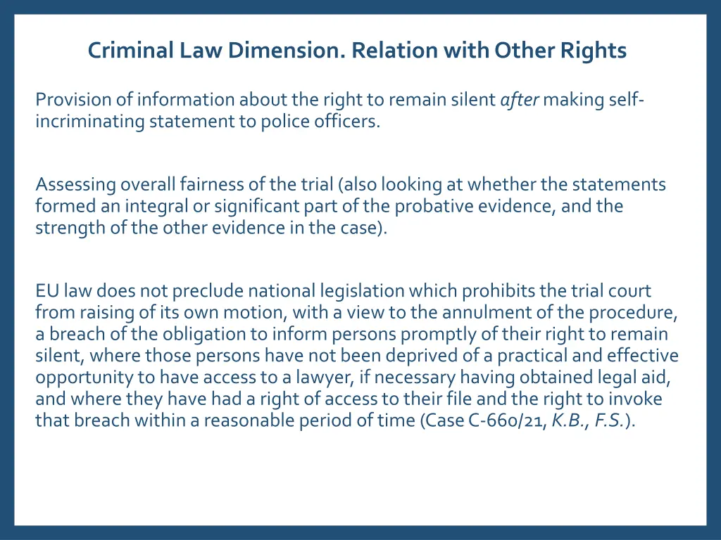 criminal law dimension relation with other rights