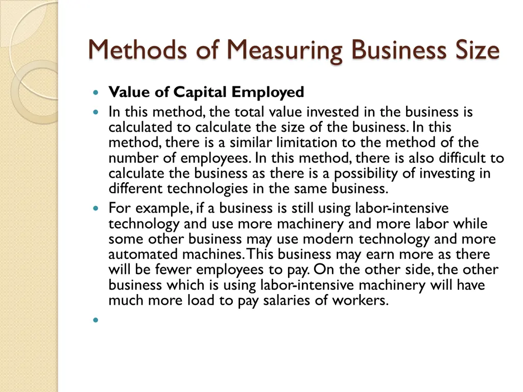 methods of measuring business size