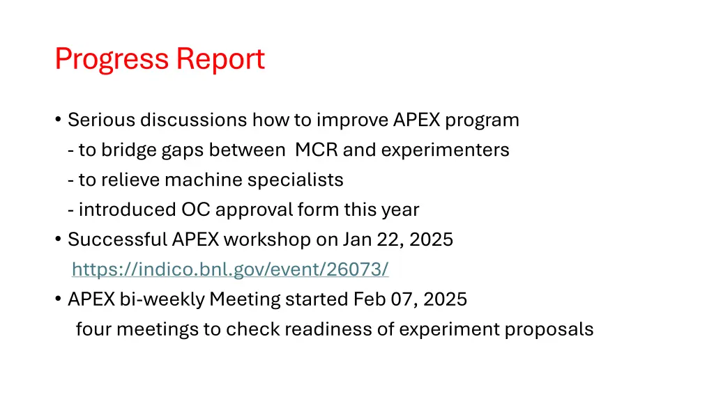 progress report