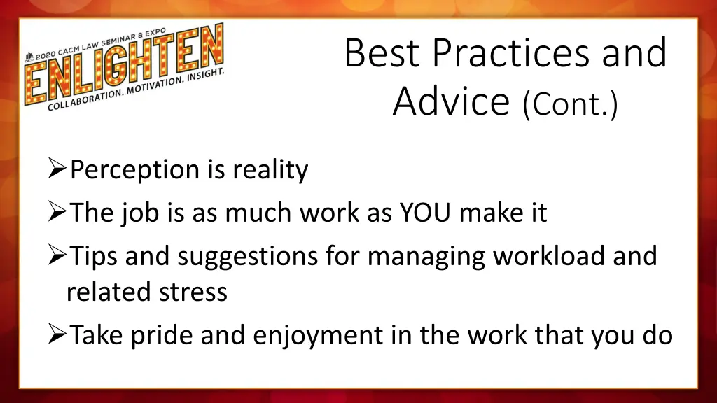 best practices and advice cont
