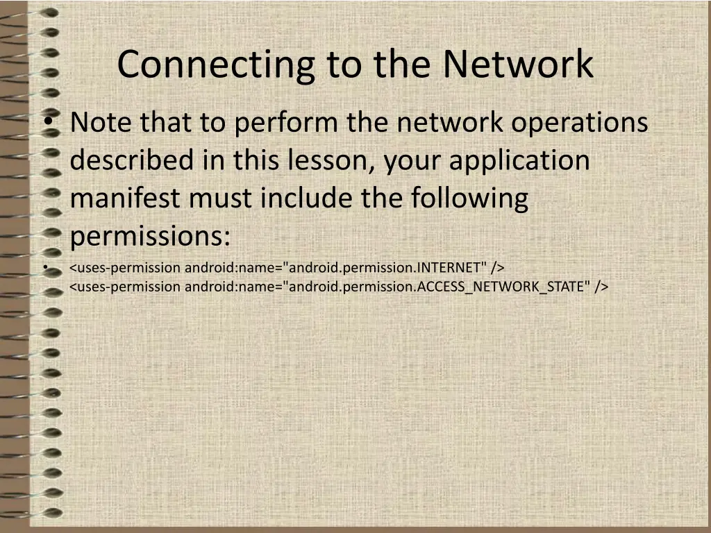 connecting to the network