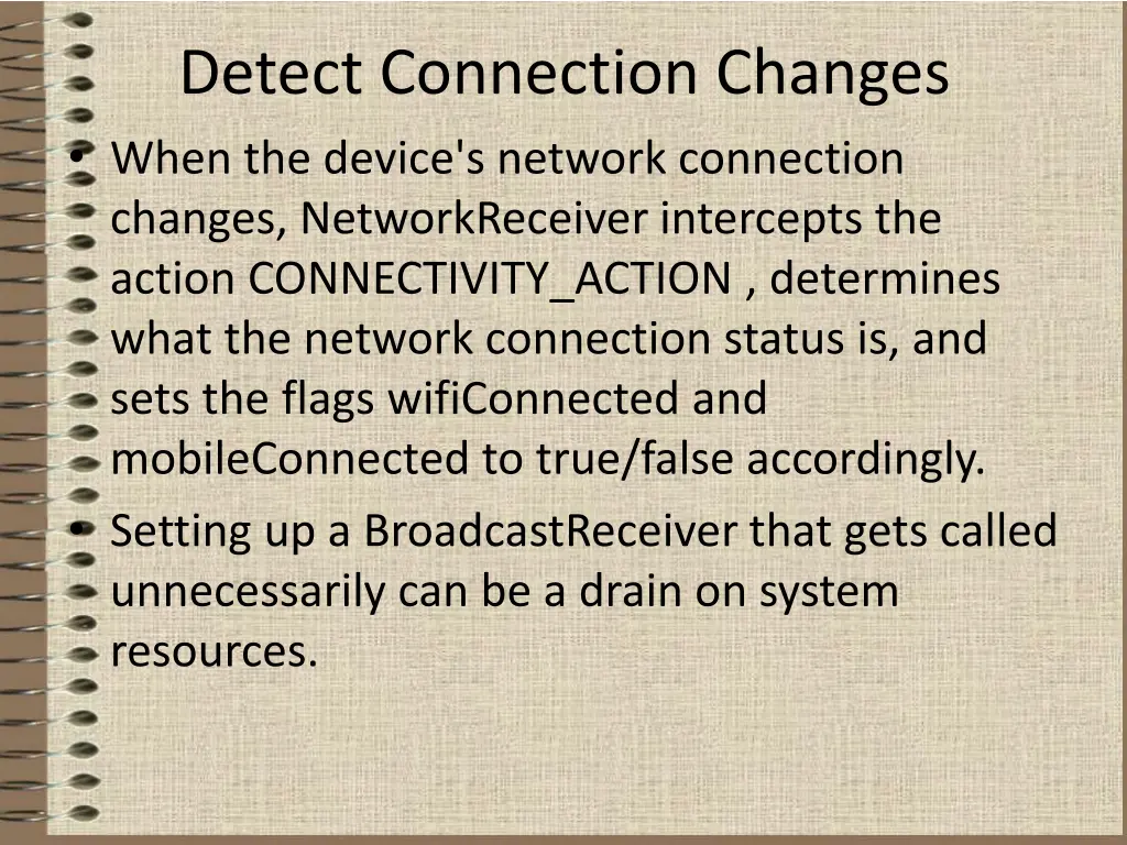 detect connection changes when the device