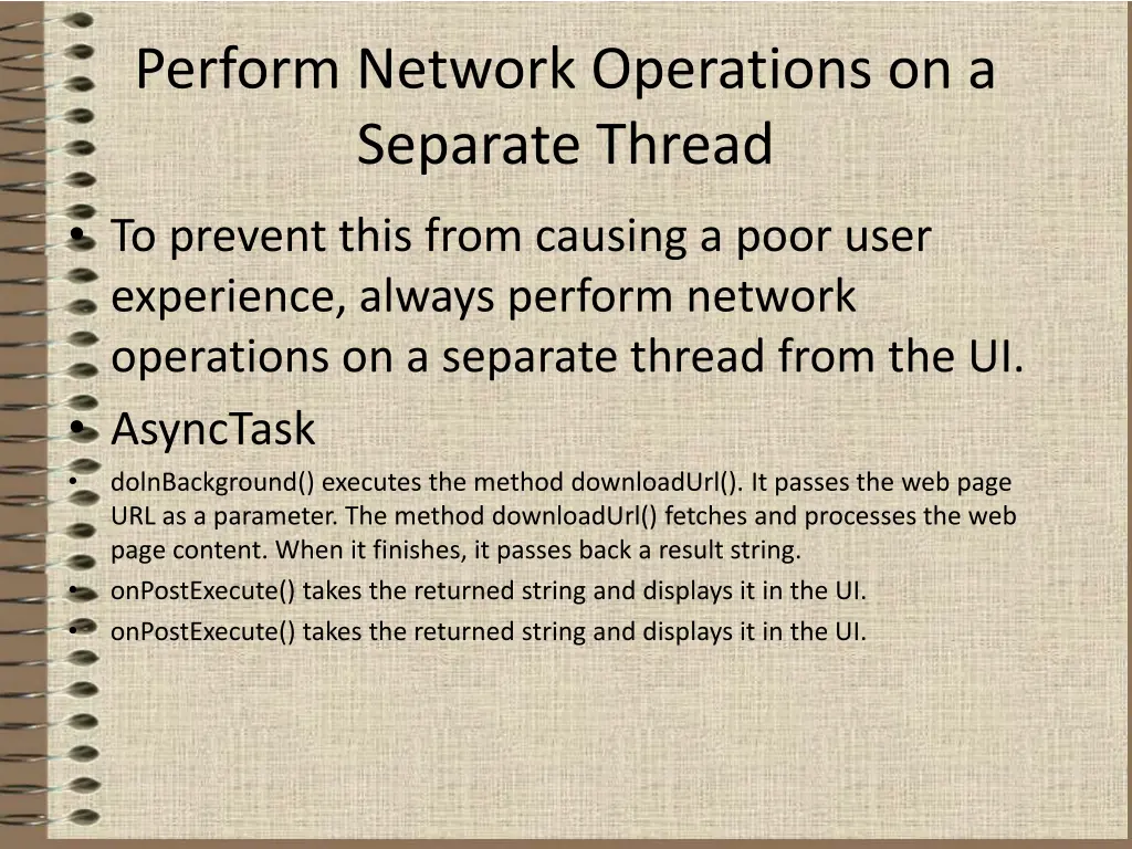 perform network operations on a separate thread