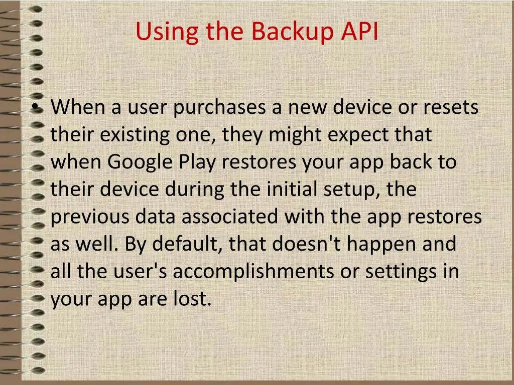 using the backup api