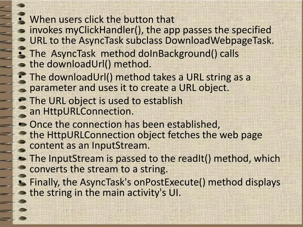 when users click the button that invokes