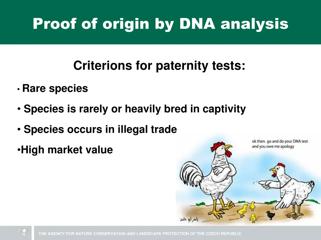 proof of origin by dna analysis
