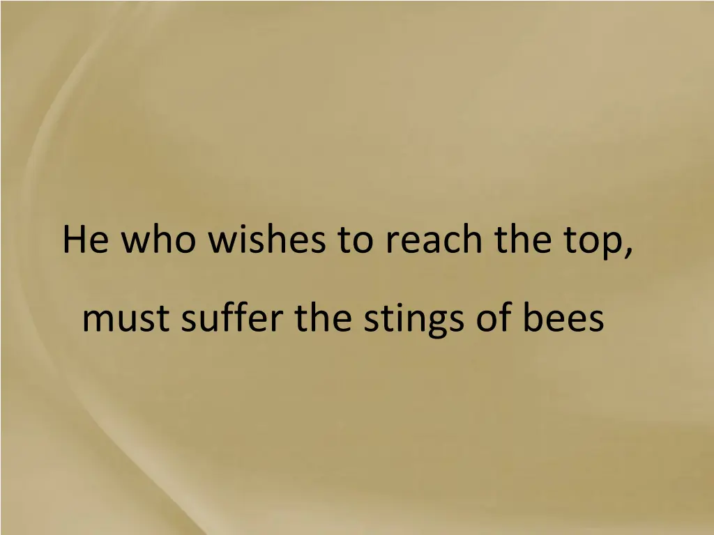 he who wishes to reach the top
