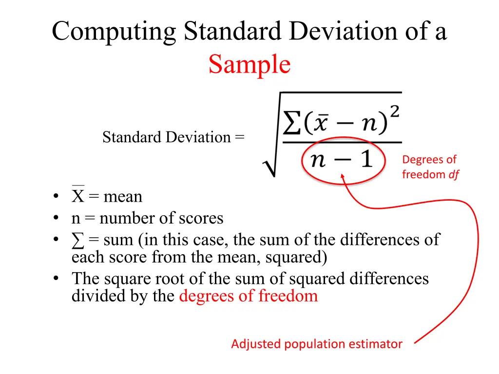 computing standard deviation of a sample