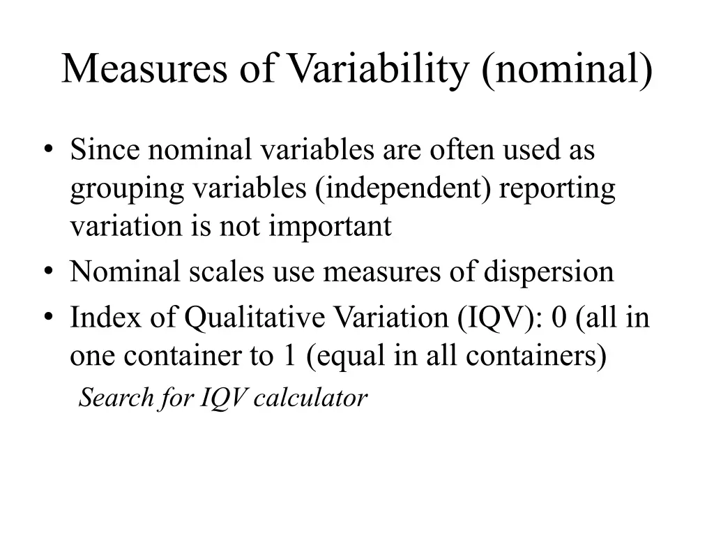 measures of variability nominal
