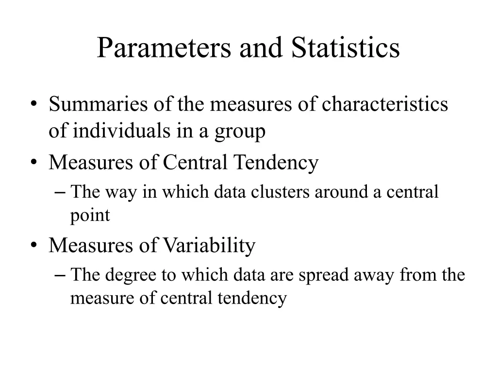 parameters and statistics