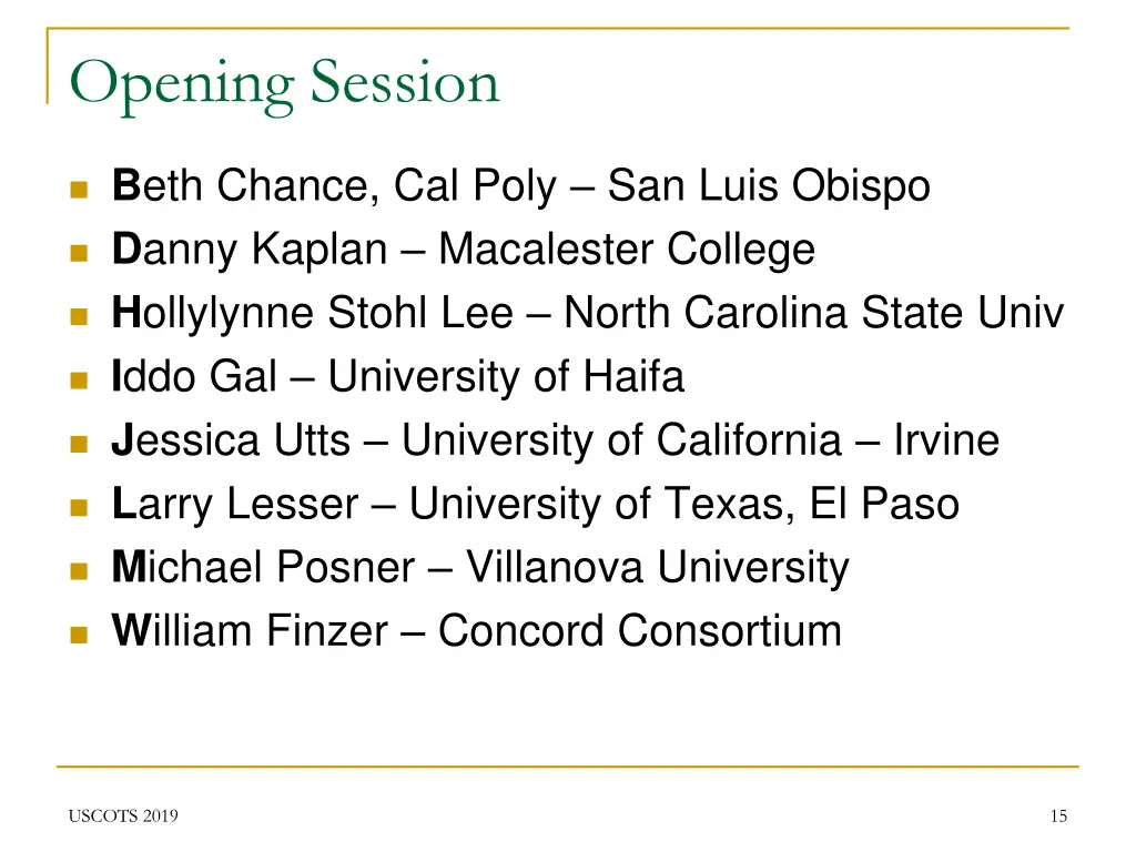 opening session 1