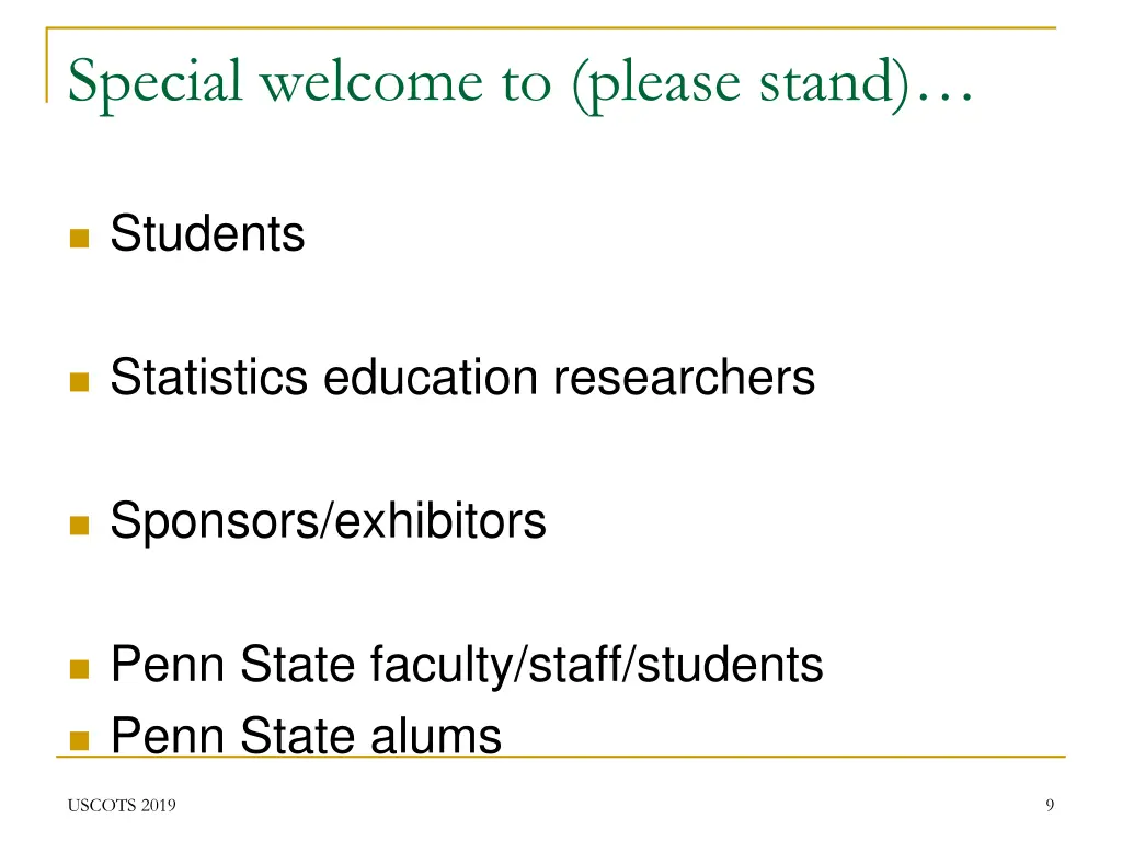 special welcome to please stand 6