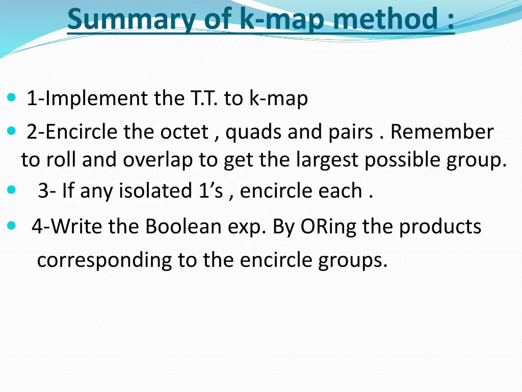 summary of k map method