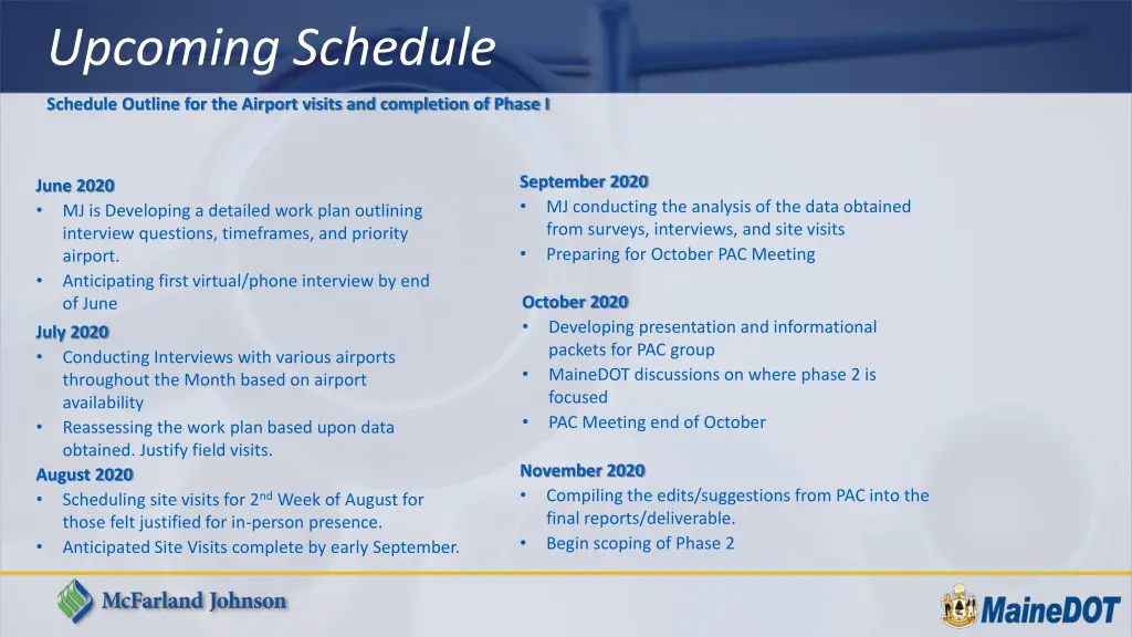 upcoming schedule
