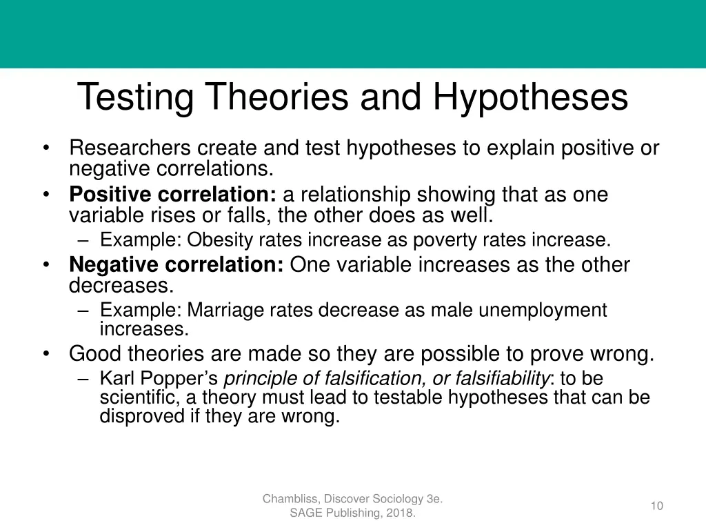 testing theories and hypotheses