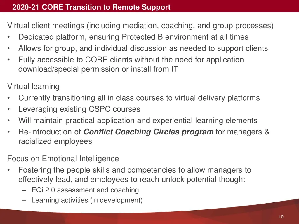2020 21 core transition to remote support