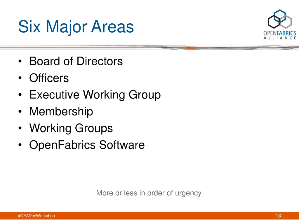 six major areas