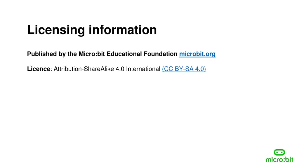 licensing information