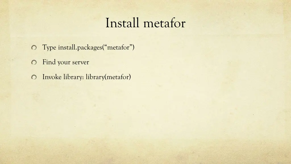 install metafor