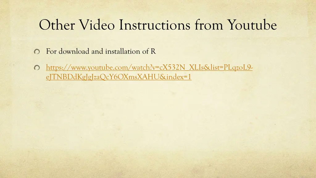 other video instructions from youtube