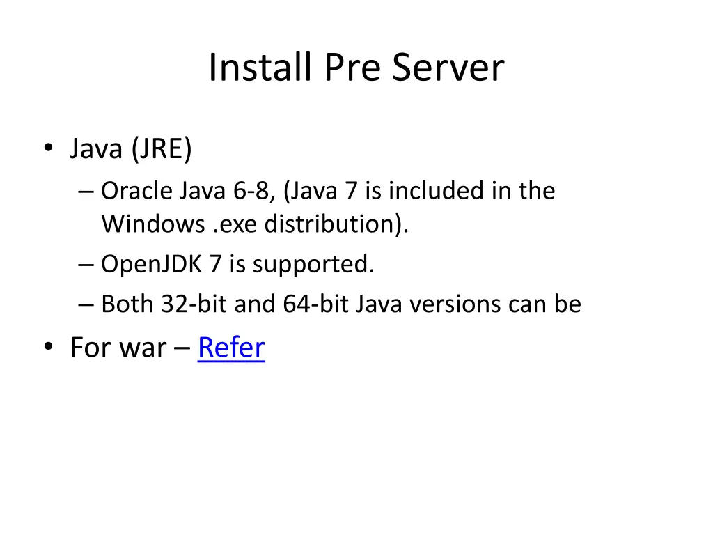 install pre server