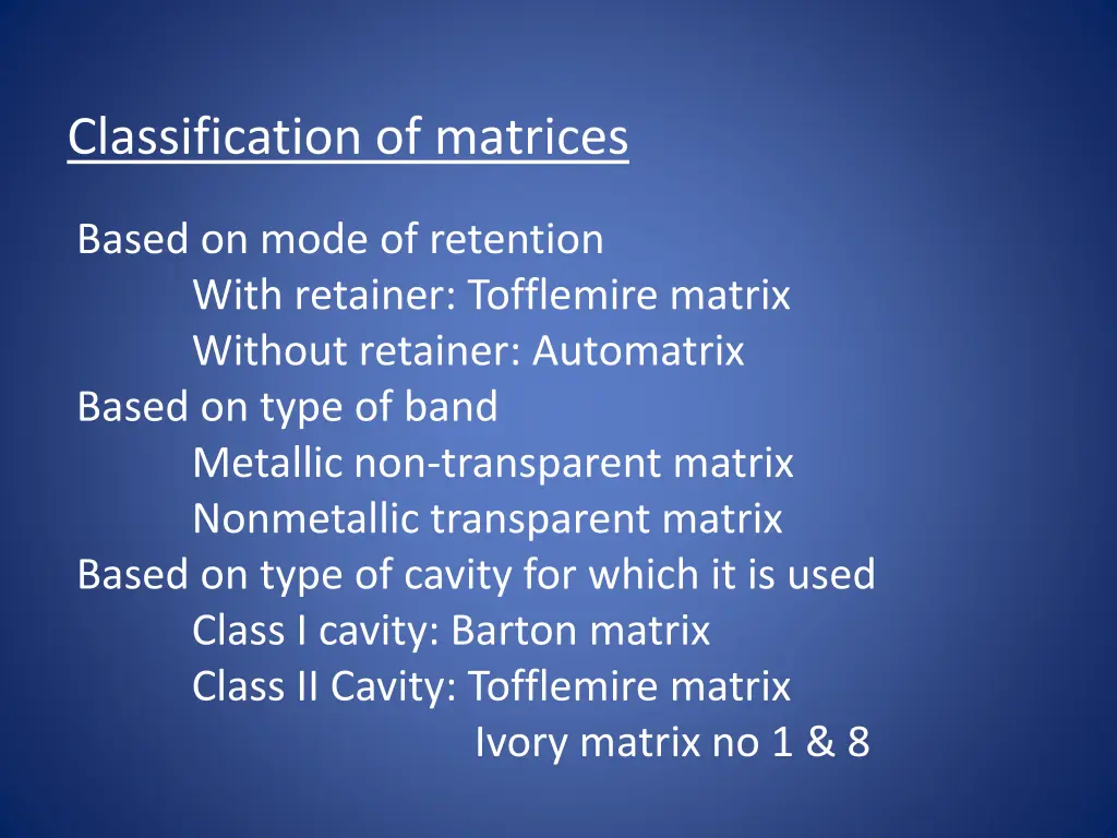 classification of matrices