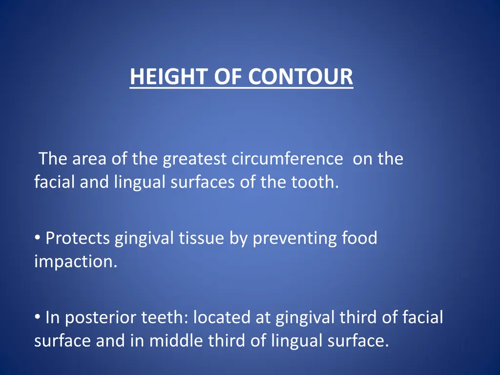 height of contour
